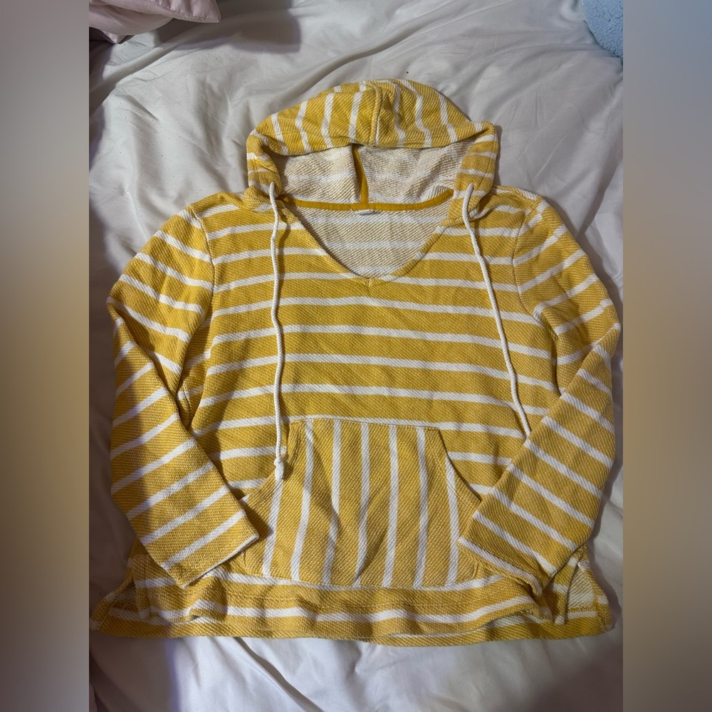 Old Navy Yellow and White Striped Hoodie